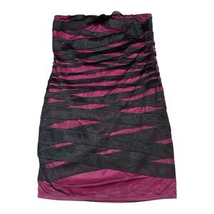 Forever 21+ Strapless Black Mesh Body 2X Plus Sized Pink Club Party